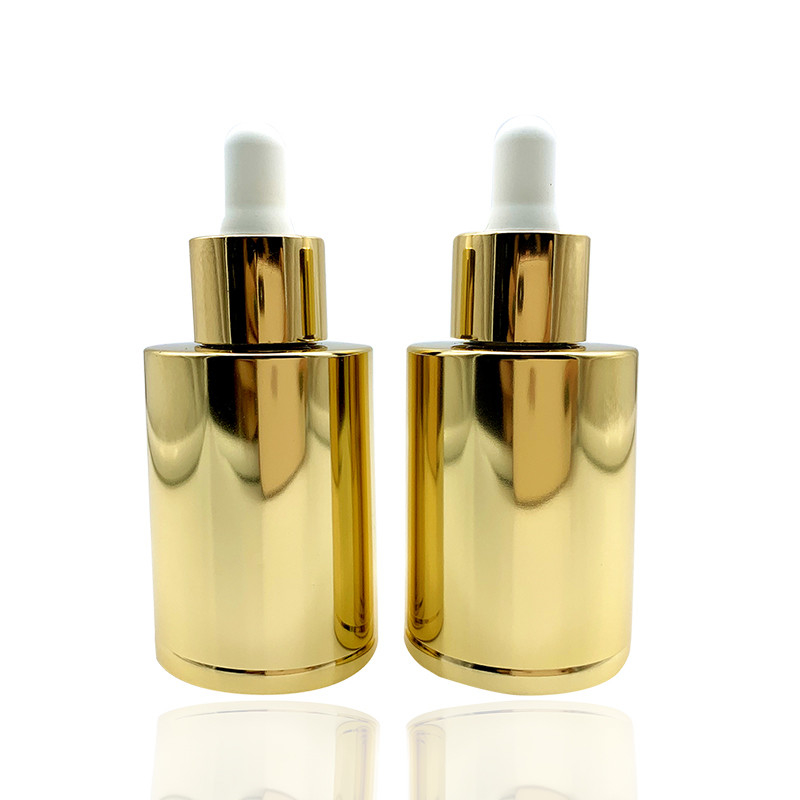 Eco Friendly Skincare Packaging 2oz Dropper Oil Bottle Gold Essential Oil Bottle